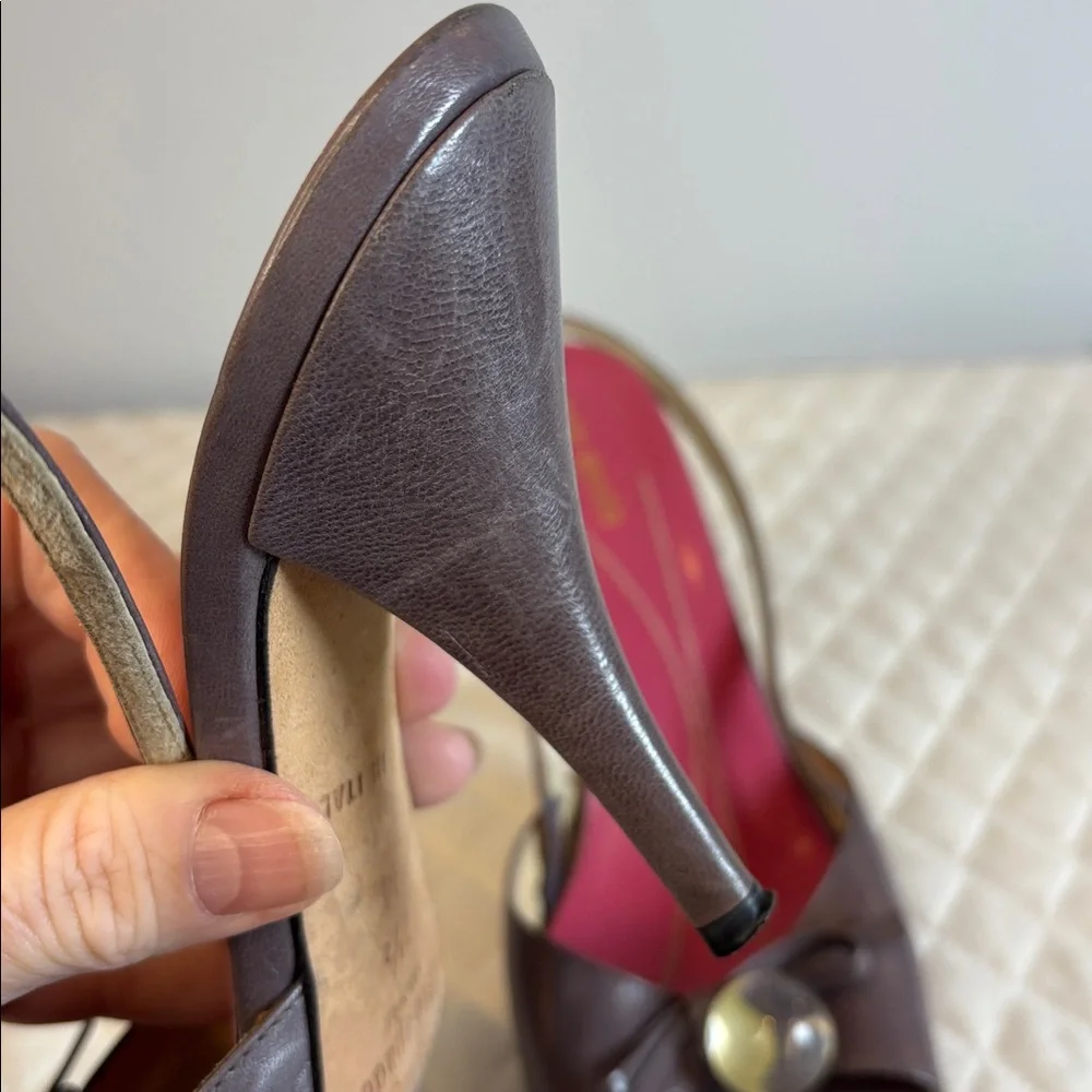Kate Spade New York Hattie Leather Slingback Heels Open Toe Women's Size 7.5